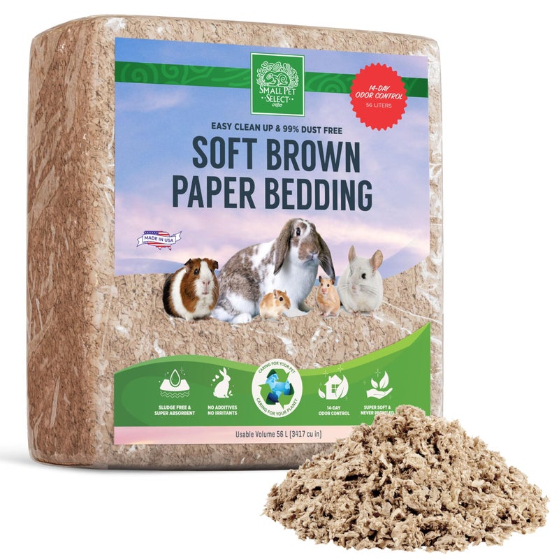 Small Pet Select Premium Small Animal Bedding, Natural Soft Paper Bedding for Small Indoor and Outdoor Pets, Made in USA, 56 L Pack,Beige - Image 1